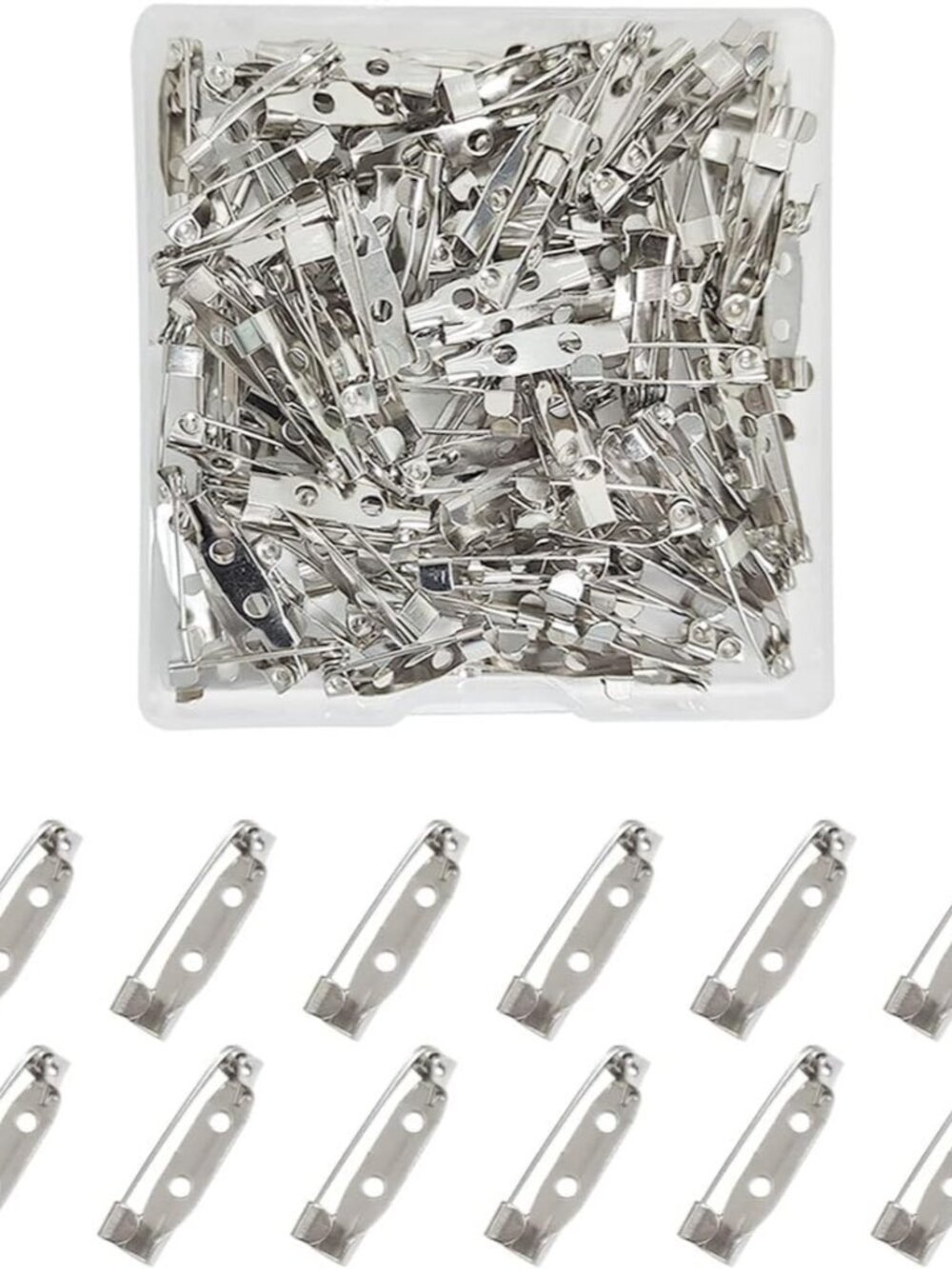 100 Pcs Locking Pins Backs Safety Clasp Brooch,Silver Brooch Clasp Pin